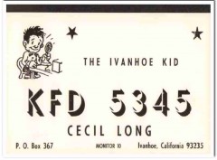 KFD-5345 Cecil Long Ivanhoe CA 1960s Vintage Postcard CB QSL Card KFD-5345 Cecil Long Ivanhoe CA 1960s Vintage Postcard CB QSL Card