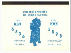 KKV-6536 Jim Conner Buttonwillow CA 1960s Vintage Postcard CB QSL 1 KKV-6536 Jim Conner Buttonwillow CA 1960s Vintage Postcard CB QSL 1