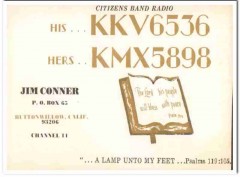 KKV-6536 Jim Conner Buttonwillow CA 1960s Vintage Postcard CB QSL 2 KKV-6536 Jim Conner Buttonwillow CA 1960s Vintage Postcard CB QSL 2