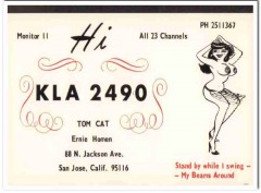 KLA-2490 Ernie Homen San Jose CA 1960s Vintage Postcard CB QSL Card KLA-2490 Ernie Homen San Jose CA 1960s Vintage Postcard CB QSL Card