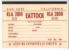 KLA-2810 Ed Eattock San Jose CA 1960s Vintage Postcard CB QSL Card KLA-2810 Ed Eattock San Jose CA 1960s Vintage Postcard CB QSL Card