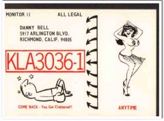 KLA-3036 Danny Bell Richmond CA 1960s Vintage Postcard CB QSL Card KLA-3036 Danny Bell Richmond CA 1960s Vintage Postcard CB QSL Card