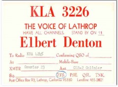 KLA-3226 Elbert Denton Lathrop CA 1960s Vintage Postcard CB QSL KLA-3226 Elbert Denton Lathrop CA 1960s Vintage Postcard CB QSL