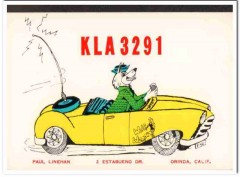 KLA-3291 Paul Linehan Orinda CA 1960s Vintage Postcard CB QSL Card KLA-3291 Paul Linehan Orinda CA 1960s Vintage Postcard CB QSL Card