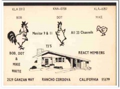 KLA-3312 Bob White Rancho Cordova CA 1960s Vintage Postcard CB QSL KLA-3312 Bob White Rancho Cordova CA 1960s Vintage Postcard CB QSL