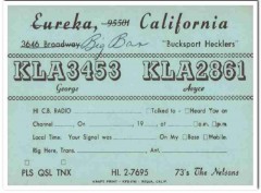 KLA-3453 George Nelson Eureka CA 1960s Vintage Postcard CB QSL Card KLA-3453 George Nelson Eureka CA 1960s Vintage Postcard CB QSL Card