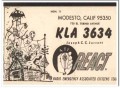KLA-3634 Joseph Jarrett Modesto CA 1960s Vintage Postcard CB QSL Card