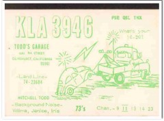 KLA-3946 Mitchell Todd Olivehurst CA 1960s Vintage Postcard CB QSL