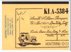 KLA-5384 Lowell Thopson Grass Valley CA 60s Vintage Postcard CB QSL 2