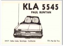 KLA-5545 Paul Bunyan Saratoga CA 1960s Vintage Postcard CB QSL Card