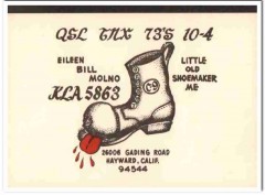 KLA-5863 Bill Molno Hayward CA 1960s Vintage Postcard CB QSL Card