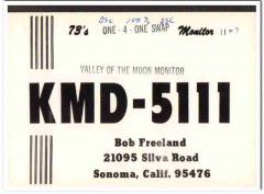 KMD-5111 Bob Freeland Sonoma CA 1960s Vintage Postcard CB QSL Card KMD-5111 Bob Freeland Sonoma CA 1960s Vintage Postcard CB QSL Card