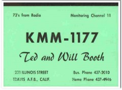 KMM-1177 Ted Booth Travis Afb CA 1960s Vintage Postcard CB QSL Card KMM-1177 Ted Booth Travis Afb CA 1960s Vintage Postcard CB QSL Card