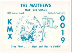 KMX-0019 Matt Matthews Redlands CA 1960s Vintage Postcard CB QSL