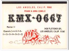 KMX-0667 Frank Conkle Los Angeles CA 1960s Vintage Postcard CB QSL 1
