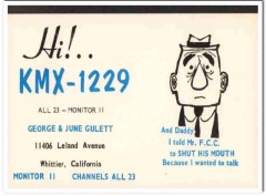 KMX-1229 George Gulett Whittier CA 1960s Vintage Postcard CB QSL 1