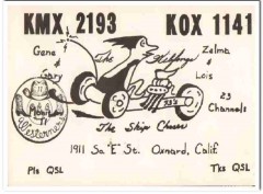 KMX-2193 Gene Wilfong Oxnard CA 1960s Vintage Postcard CB QSL Card 1