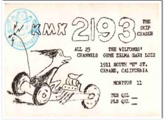 KMX-2193 Gene Wilfong Oxnard CA 1960s Vintage Postcard CB QSL Card 2
