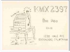 KMX-2397 Bob Reid Escondido CA 1960s Vintage Postcard CB QSL Card
