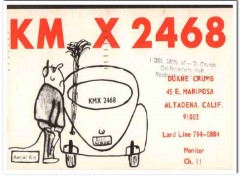 KMX-2468 Duane Crumb Altedena CA 1960s Vintage Postcard CB QSL 1