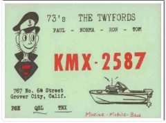 KMX-2587 Paul Twyford Grover City CA 1960s Vintage Postcard CB QSL 1