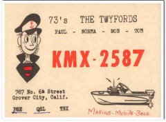 KMX-2587 Paul Twyford Grover City CA 1960s Vintage Postcard CB QSL 2