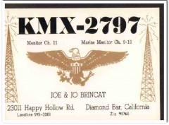 KMX-2797 Joe Brincat Diamond Bar CA 1960s Vintage Postcard CB QSL