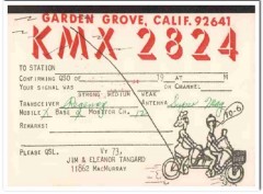 KMX-2824 Jim Tangard Garden Grove CA 1960s Vintage Postcard CB QSL