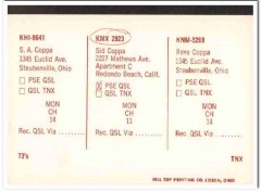 KMX-2923 Sid Coppa Redondo Beach CA 1960s Vintage Postcard CB QSL