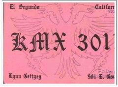 KMX-3011 Lynn Geitgey El Segundo CA 1960s Vintage Postcard CB QSL