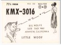 KMX-3016 Bill Wolfe Anaheim CA 1960s Vintage Postcard CB QSL Card 1