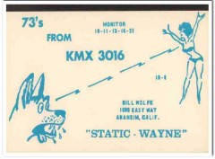 KMX-3016 Bill Wolfe Anaheim CA 1960s Vintage Postcard CB QSL Card 2