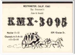 KMX-3095 Arnold Petersen Westminster CA 1960s Vintage Postcard CB QSL