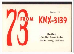 KMX-3139 Ron Slusher Amboy CA 1960s Vintage Postcard CB QSL Card