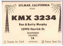 KMX-3234 Ron Murphy Sylmar CA 1960s Vintage Postcard CB QSL Card