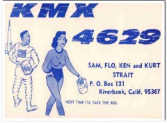 KMX-4629 Sam Strait Riverbank CA 1960s Vintage Postcard CB QSL Card
