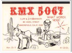 KMX-5076 Cliff Funderburk Bakersfield CA 1960s Vintage Postcard CB QSL
