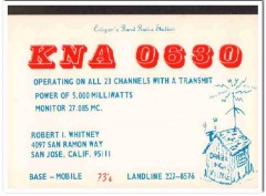 KNA-0630 Robert Whitney San Jose CA 1960s Vintage Postcard CB QSL