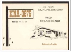 KNA-0675 Bob Potter Dorris CA 1960s Vintage Postcard CB QSL Card