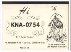 KNA-0754 Cf Smith Vacaville CA 1960s Vintage Postcard CB QSL Card