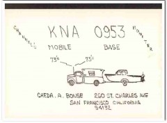 KNA-0953 Creda Bonse San Francisco CA 1960s Vintage Postcard CB QSL