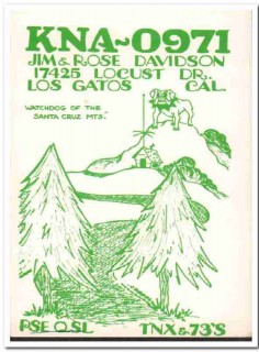 KNA-0971 Jim Davidson Los Gatos CA 1960s Vintage Postcard CB QSL