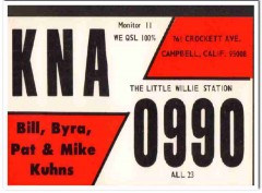 KNA-0990 Bill Kuhns Campbell CA 1960s Vintage Postcard CB QSL Card