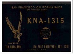 KNA-1315 Tim Hoagland San Francisco CA 1960s Vintage Postcard CB QSL 1