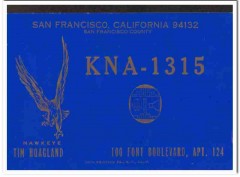 KNA-1315 Tim Hoagland San Francisco CA 1960s Vintage Postcard CB QSL 2