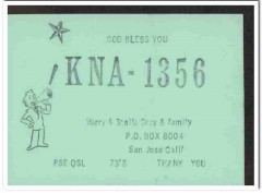 KNA-1356 Hb Gray San Jose CA 1960s Vintage Postcard CB QSL Card 2