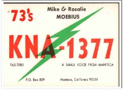 KNA-1377 Mike Moebius Manteca CA 1960s Vintage Postcard CB QSL Card