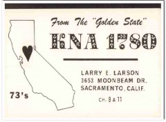KNA-1780 Larry Larson Sacramento CA 1960s Vintage Postcard CB QSL
