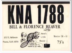 KNA-1788 Bill Beaver Fresno CA 1960s Vintage Postcard CB QSL Card