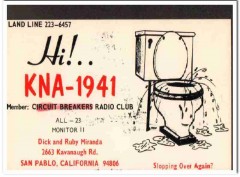KNA-1941 Dick Miranda San Pablo CA 1960s Vintage Postcard CB QSL